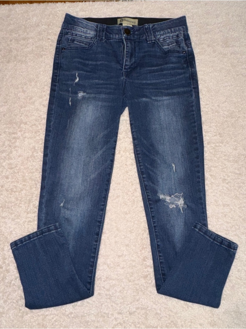 Democracy Women's Dark Blue Distressed Boyfriend Jeans